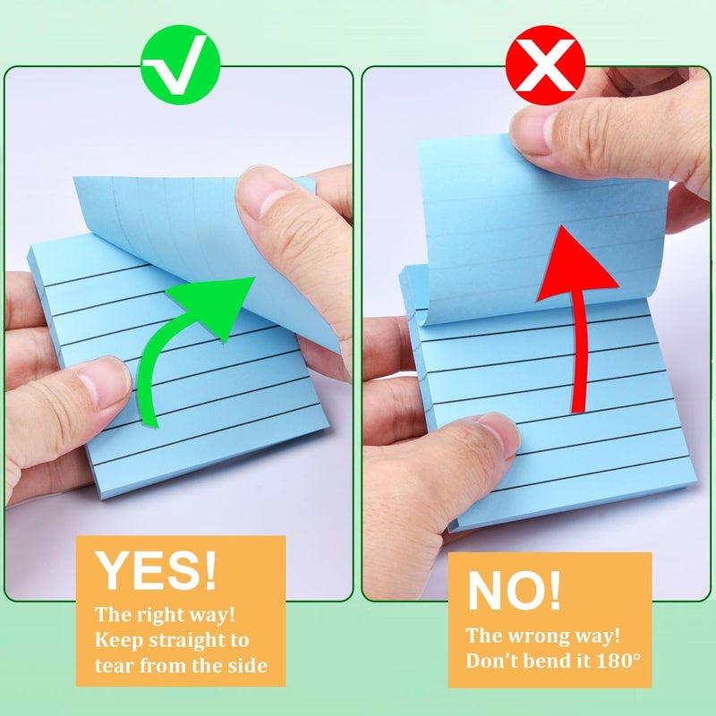 WSPER 9 Pack Lined Sticky Notes 3”x3” Bright Colors Self-Stick Note Pads with Line, 9 Colors Bulk Sticky Memo Pad for School, Office, Meeting - Image 3